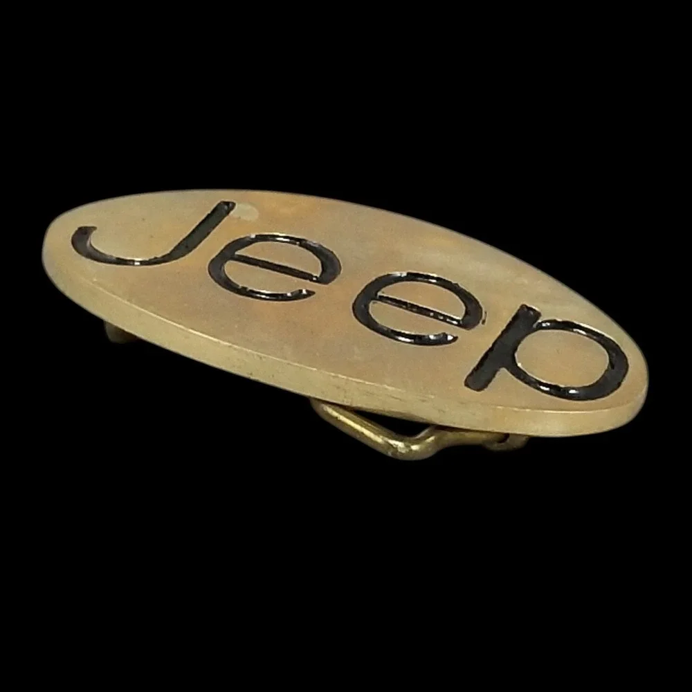 Jeep Belt Buckle Vintage Solid Brass Oval Logo Automotive Accessory‎ Taiwan Made